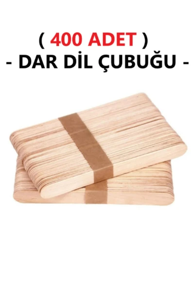 TİFOYS  ( 400 Adet ) Ahşap Büyük Dar Dil Çubuğu Abeslang Dondurma Dil Basma Ağda Çubuğu Natural
