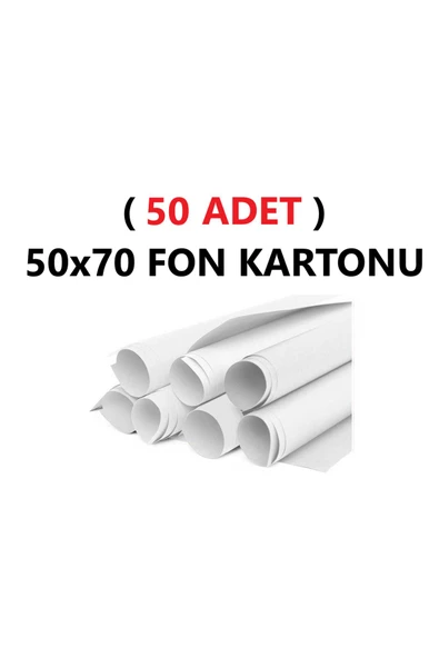 Nova Color  ( 50 Adet ) 50x70 Cm Beyaz Renkli Fon Kartonu Rulo Canlı Renk Büyük Boy Anaokulu Kreş Okul