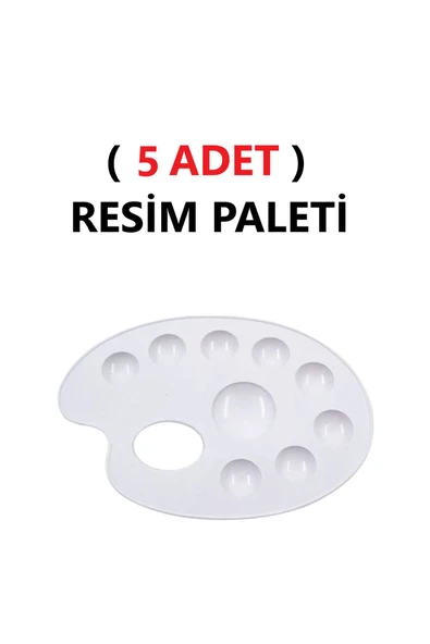 TİFOYS  ( 5 ADET ) Resim Boya Paleti - Plastik Palet, Okul Ressam Paleti - 20 cm - 9 Göz