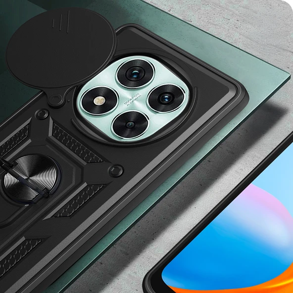 Xiaomi Redmi Note 14 Pro 5G Kılıf Magnetik Standlı Kamera Korumalı Zore Sürgülü Vega Kapak - 4