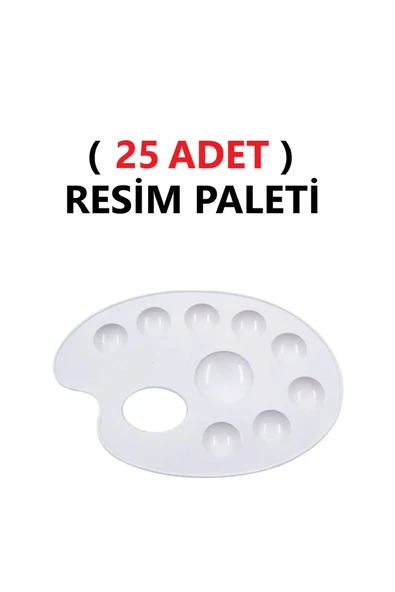 TİFOYS  ( 25 ADET ) Resim Boya Paleti - Plastik Palet, Okul Ressam Paleti - 20 cm - 9 Göz