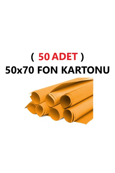 Tifoys  ( 50 Adet ) 50x70 Cm Turuncu Renkli Fon Kartonu Rulo Canlı Renk Büyük Boy Anaokulu Kreş Okul