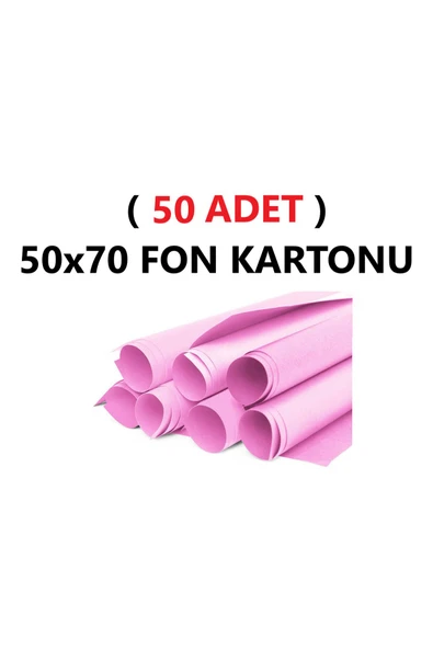 TİFOYS  ( 50 Adet ) 50x70 Cm Pembe Renkli Fon Kartonu Rulo Canlı Renk Büyük Boy Anaokulu Kreş Okul