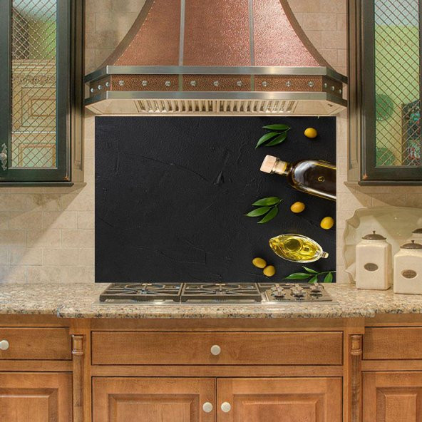 Mutfak Duvar Tezgah Arası Ocak Arkası Sticker Kaplama Zeytin Yağı