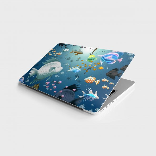 Laptop Sticker Bilgisayar Notebook Pc Kaplama Etiketi Su Altı Balıklar