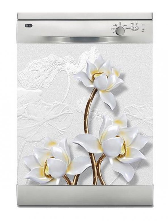 Bulaşık Makinesi Sticker Kaplama Beyaz Eşya Kaplama 3D Çiçek Dekor