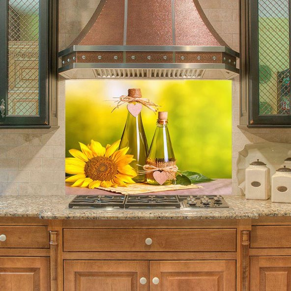 Mutfak Duvar Tezgah Arası Ocak Arkası Sticker Kaplama Zeytinyağı Ayçiçeği