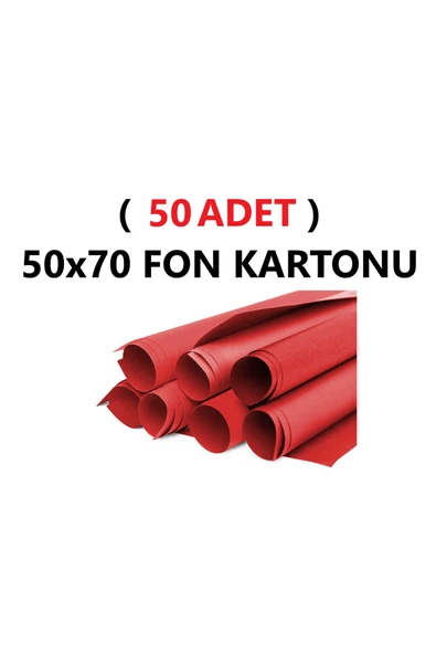 TİFOYS  ( 50 Adet ) 50x70 Cm Kırmızı Renkli Fon Kartonu Rulo Canlı Renk Büyük Boy Anaokulu Kreş Okul
