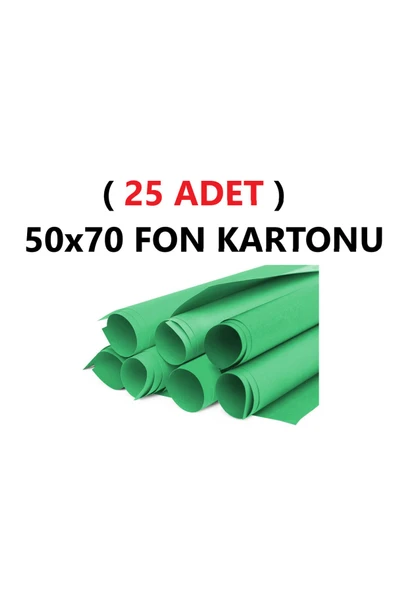 Nova Color  ( 25 Adet ) 50x70 Cm Koyu Yeşil Renkli Fon Kartonu Rulo Canlı Renk Büyük Boy Anaokulu Kreş Okul