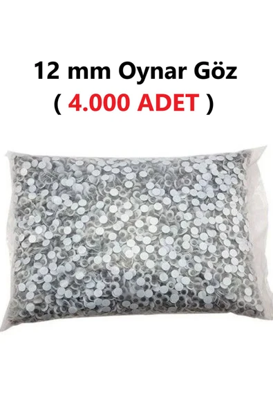 TİFOYS  ( 4.000 ADET ) 12 mm Oynar Siyah Göz Hobi Tasarım Anasınıfı Kreş Etkinlik Elişi