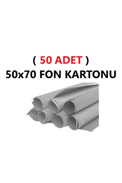 TİFOYS  ( 50 Adet ) 50x70 Cm Gri Renkli Fon Kartonu Rulo Canlı Renk Büyük Boy Anaokulu Kreş Okul