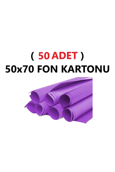 TİFOYS  ( 50 Adet ) 50x70 Cm Mor Renkli Fon Kartonu Rulo Canlı Renk Büyük Boy Anaokulu Kreş Okul