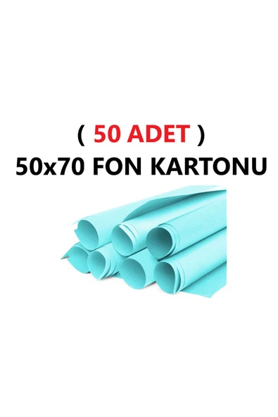 Nova Color  ( 50 Adet ) 50x70 Cm Açık Mavi Renkli Fon Kartonu Rulo Canlı Renk Büyük Boy Anaokulu Kreş Okul