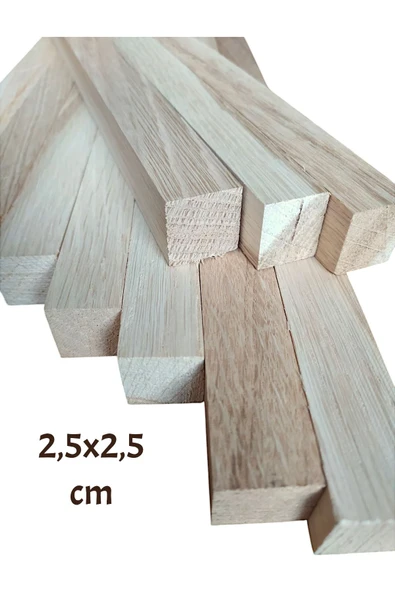 değerli hobi Ahşap Meşe Çubuk Fırınlanmış Pürüzsüz 2,5 x 2,5 cm  50 Cm 4 Adet