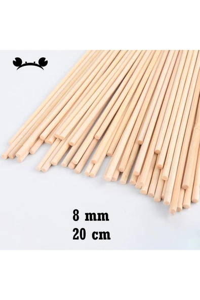 değerli hobi Ahşap Bambu 20 Cm 8 Mm Çubuk 25 Adet