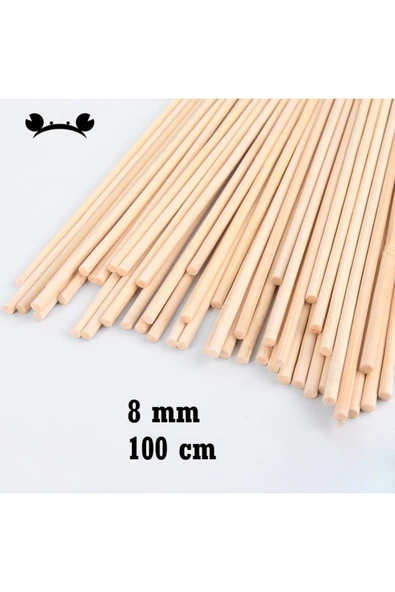 değerli hobi Ahşap Bambu 100 Cm 8 Mm Çubuk 10 Adet