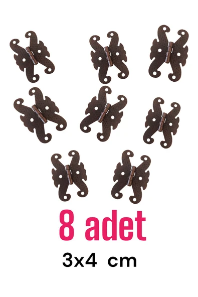 arslan Dekoratif Eskitme Kelebek Menteşe 3x4 Cm 8 Adet