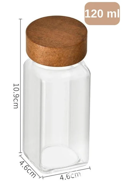 Akasya Kapaklı 12 Adet Cam Baharatlık Seti 120 ml - 3