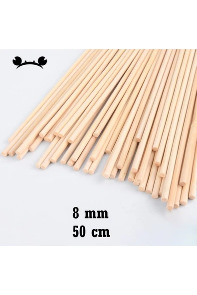 değerli hobi Ahşap Bambu 50 Cm 8 Mm Çubuk 20 Adet