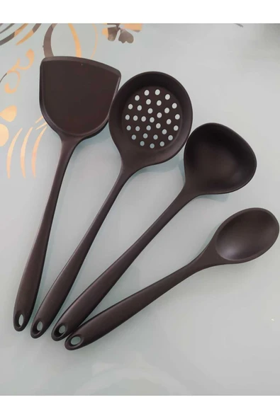 ncy yanmaz yapışmaz komple silikon spatula kepçe kaşık seti 4 parça