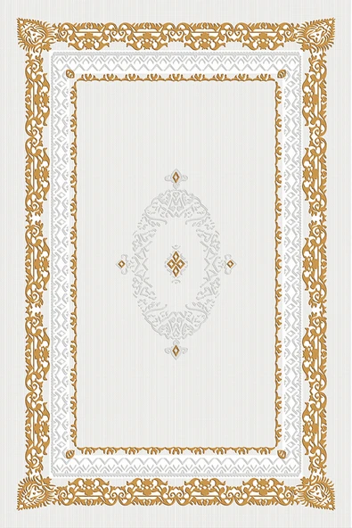 Makinede Yıkanabilir Leke Tutmaz  Krem-Gold Pvc Deri Kaymaz Taban Retro Salon Saçaksız Halı 387-02  ÇOKLU 100 x 300 - 2