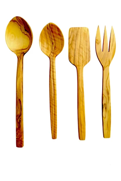 ncy Ahşap Zeytin Kaşık Spatula Çatal 4 Adet