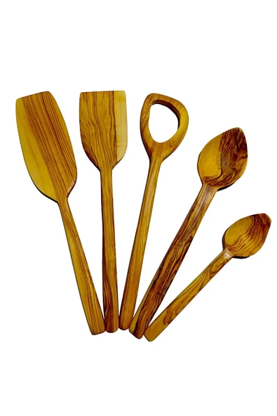 ncy Ahşap Zeytin Kaşık Ağacı Spatula Kaşık Seti 5 'li