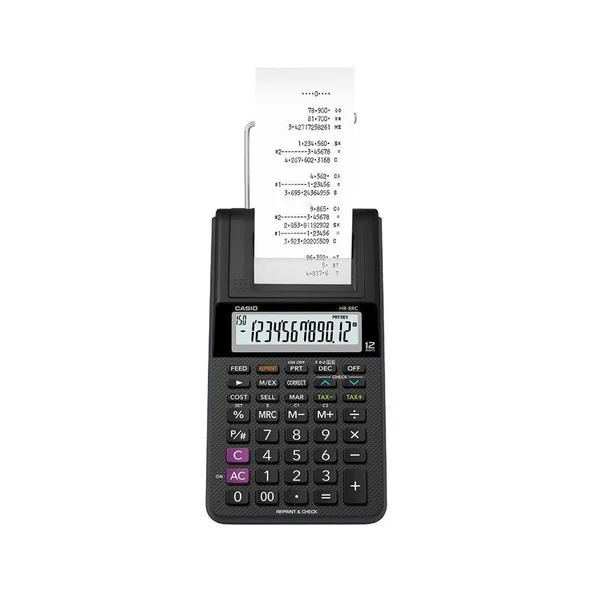 CASIO SERITLI HESAP MAKINESI HR-8RC-BK (12 HANE)