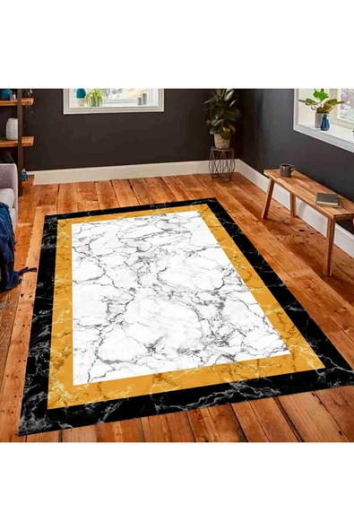 Makinede Yıkanabilir Leke Tutmaz  Beyaz Zemin Pvc Deri Kaymaz Taban Çerçeve Salon Saçaksız Halı 549-02  ÇOKLU 100 x 100 - 5