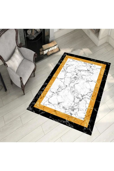 Makinede Yıkanabilir Leke Tutmaz  Beyaz Zemin Pvc Deri Kaymaz Taban Çerçeve Salon Saçaksız Halı 549-02  ÇOKLU 100 x 100 - 3