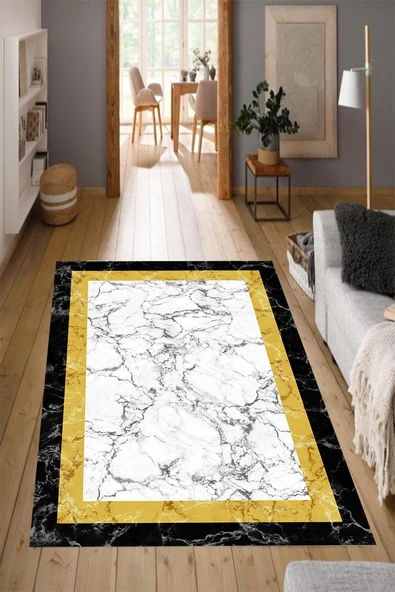 Makinede Yıkanabilir Leke Tutmaz  Beyaz Zemin Pvc Deri Kaymaz Taban Çerçeve Salon Saçaksız Halı 549-02  ÇOKLU 100 x 100