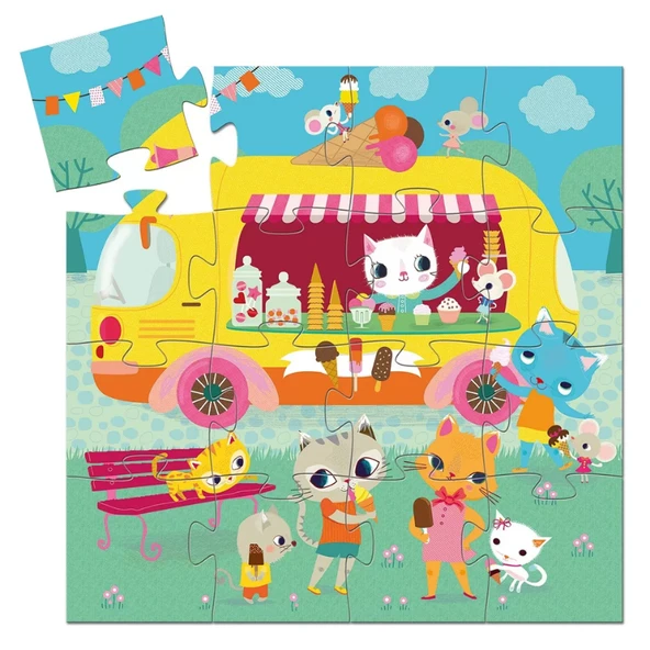Djeco Dekoratif Puzzle 16 Parça - Ice Cream Truck - 3