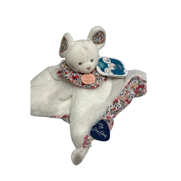 Doudou Çiçekli Beyaz Yumuşak Fare - 4