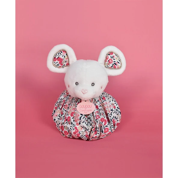 Doudou Çiçekli Beyaz Yumuşak Fare - 2