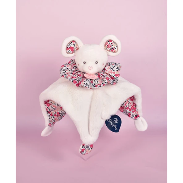 Doudou Çiçekli Beyaz Yumuşak Fare - 3