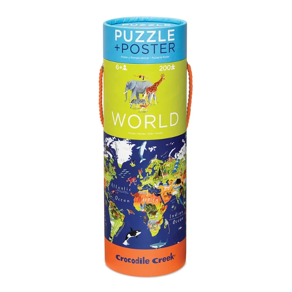 Crocodile Creek Poster Puzzle - 200 Parça - Dünya - 2