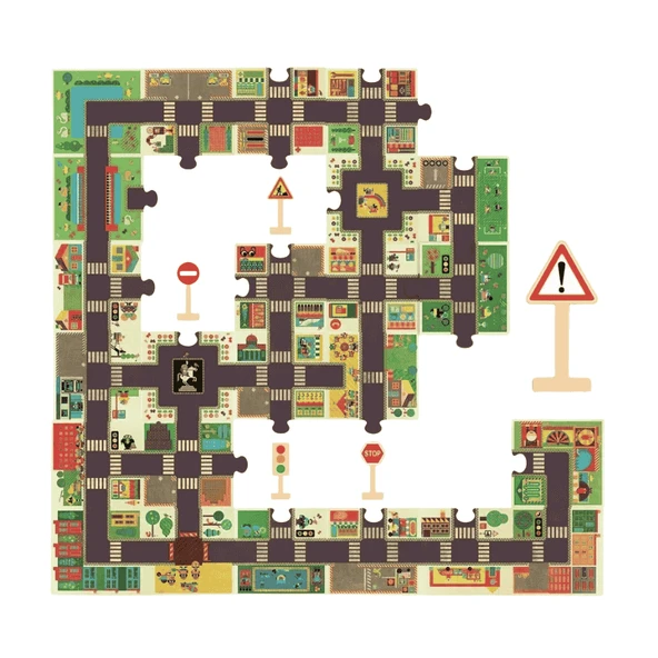 Djeco Dev Puzzle 24 Parça - The City ürün görseli 1