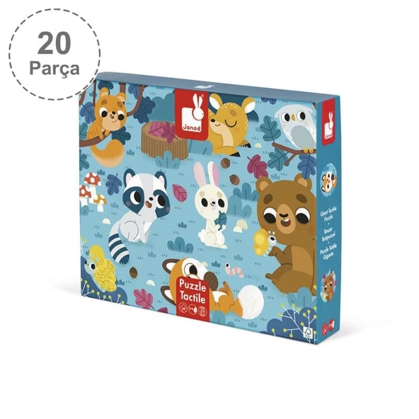Janod 20 Parça Dokun Hisset Puzzle - Hayvanlar