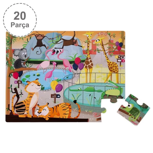 Janod 20 Parça Dokun Hisset Puzzle - Hayvanat Bahçesi - 3