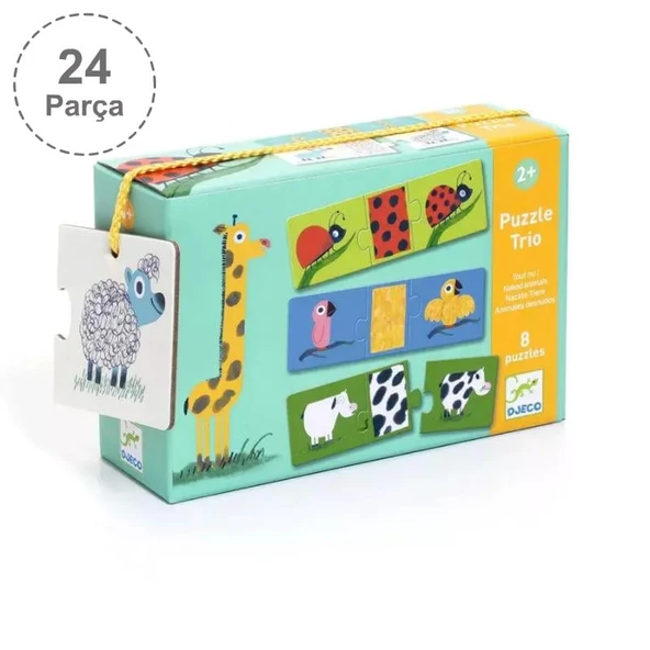 Djeco Üçlü Puzzle - Naked Animals