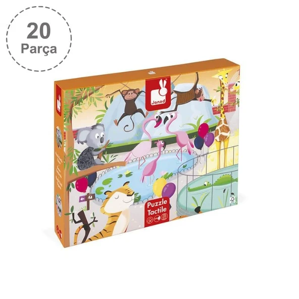 Janod 20 Parça Dokun Hisset Puzzle - Hayvanat Bahçesi