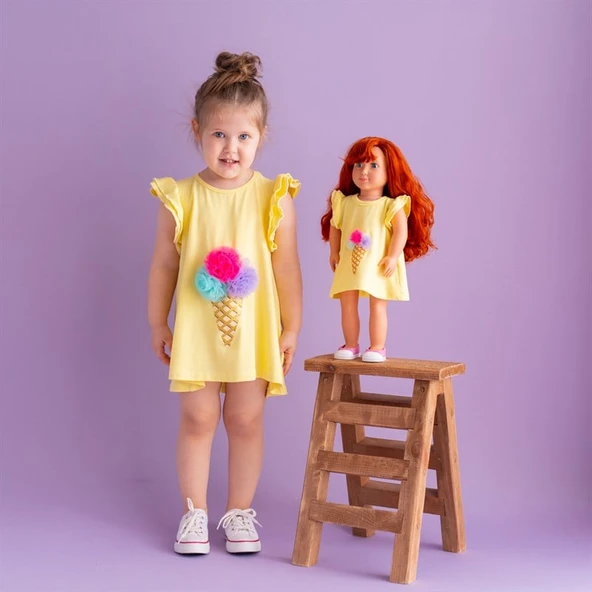 Bebeğim ve Ben Elbise - Sarı Ice Cream - Resim 3