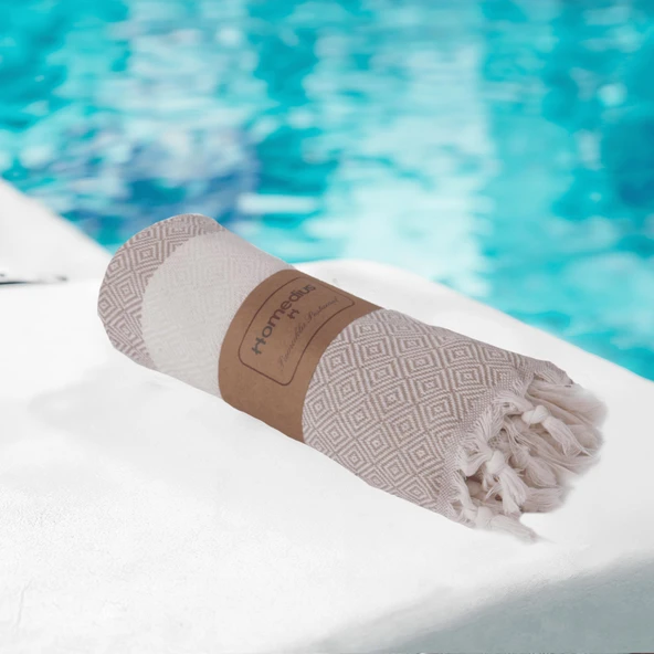 Homedius Elmas Desenli Diamond Pamuk Peştamal Banyo ve Plaj Havlusu 100x180 cm Pembe 100x180 - 10