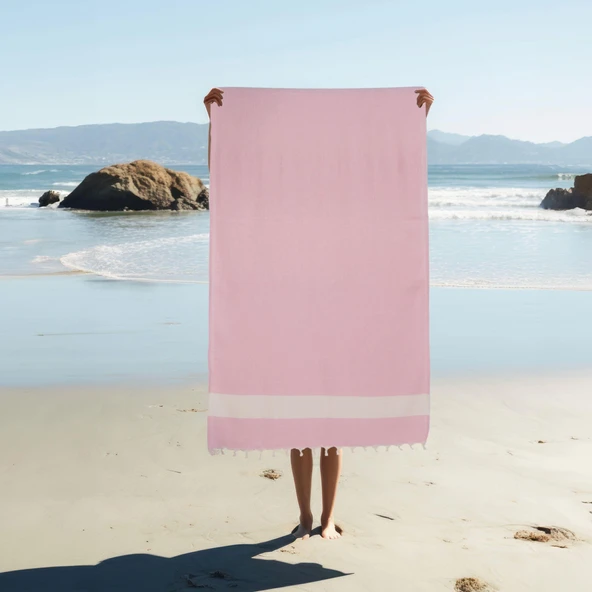 Homedius Elmas Desenli Diamond Pamuk Peştamal Banyo ve Plaj Havlusu 100x180 cm Pembe 100x180