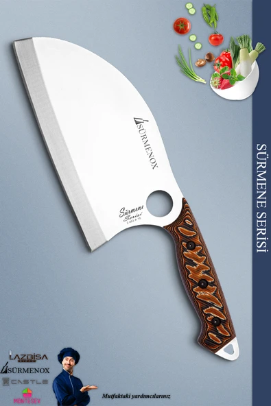 Sürmene Serisi Large Almazan Mutfak Kamp Şef Bıçak Et Ekmek Sebze Kamp Şef Bıçağı Kahve ( Mft-031 )
