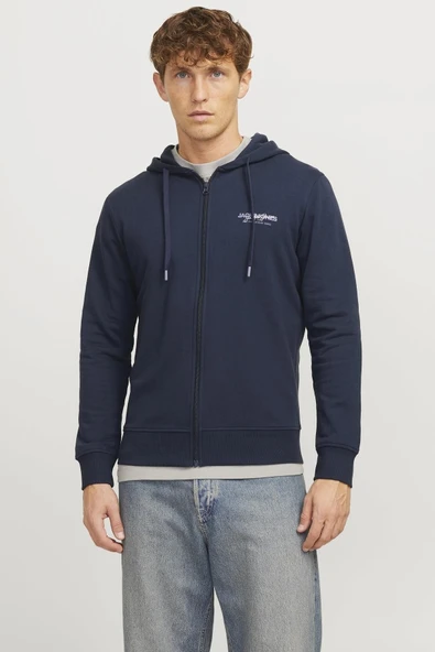 Jack&Jones Oversize Fermuarlı Kapüşonlu Erkek Sweatshirt - Minimalist Tarz