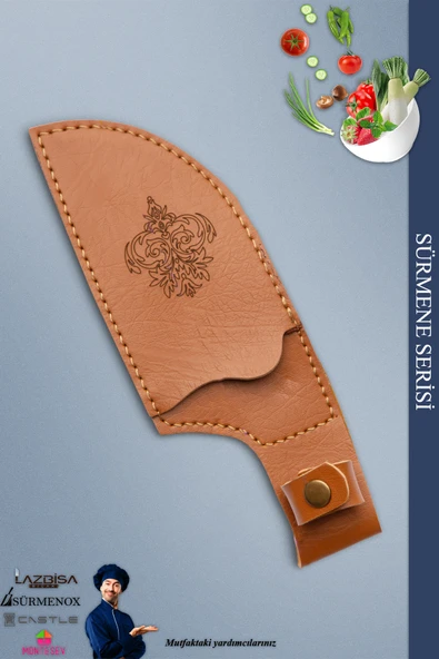 Sürmene Serisi Large Almazan Mutfak Kamp Şef Bıçak Et Ekmek Sebze Kamp Şef Bıçağı Kahve ( Mft-031 ) - 2