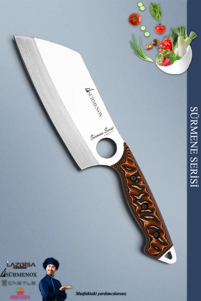 Sürmene Serisi Mutfak Kamp Kesik Şef Bıçak Et Ekmek Sebze Salata Kamp Şef Bıçağı Kahve ( Mft-030 )