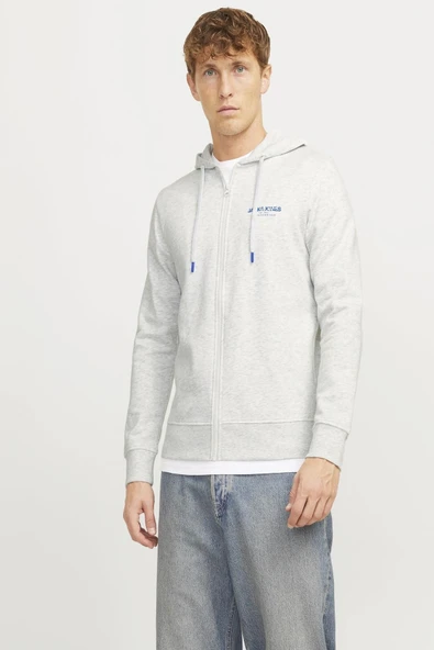 Jack&Jones Oversize Fermuarlı Kapüşonlu Erkek Sweatshirt - Minimalist Tarz - 7