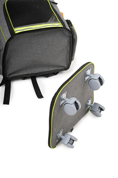 Brave Paws 4 Tekerlekli Kedi ve Köpek Taşıma Çantası Fren Mekanizmalı (GRİ) - 5